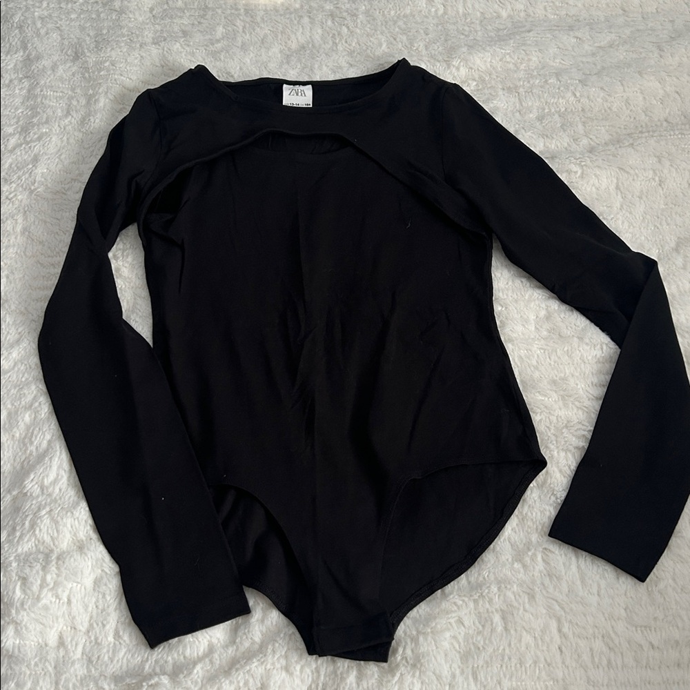 Zara Elegant Black Long Sleeve Bodysuit